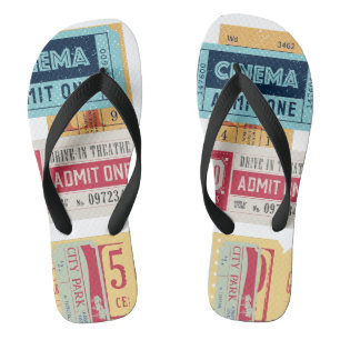 Coole Vintage Cinema Tickets l Trendy fashion Flip Flops