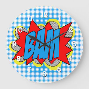 Coole Vintage-Comic- Pop-Art-Style BAM! Große Wanduhr