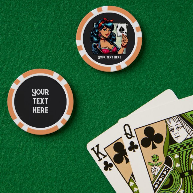 Coole Vintage Dame Casino Pokerchips (Pokertisch (doppelt))