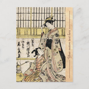 Coole vintage japanische Ukiyo-e Geisha alte Schri Postkarte
