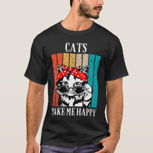 Coole Vintage-Katze Katzen machen mich glücklich f T-Shirt