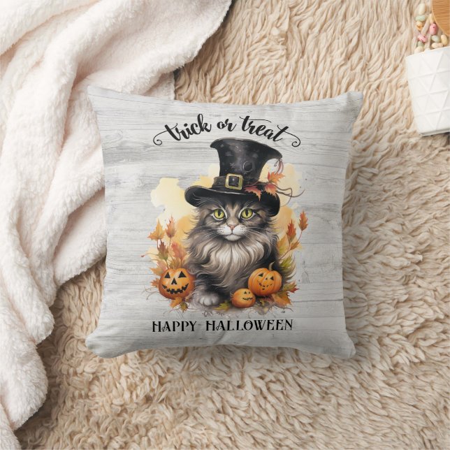 Coole Vintage Katze Rustikales Halloween Personali Kissen (Decke)