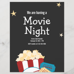 Coole Vintage-Kinonacht-Popcorn-Einladung Flyer