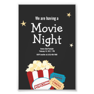Coole Vintage-Kinonacht-Popcorn-Einladung Fotodruck