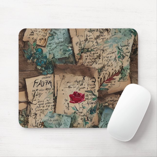 Coole Vintage Kunstwerke Alte rustikale Rote Rose Mousepad (Mit Mouse)