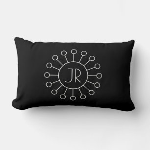 Coole Vintage Logo-Stilmonogramm   Schwarz/Weiß Lendenkissen