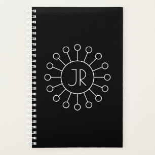 Coole Vintage Logo-Stilmonogramm Schwarz/Weiß Planer
