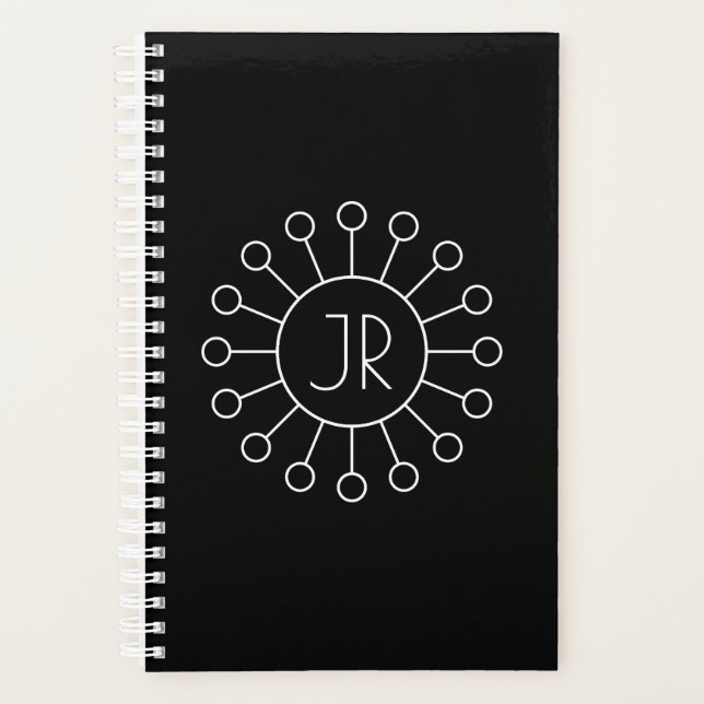 Coole Vintage Logo-Stilmonogramm | Schwarz/Weiß Planer (Vorderseite)