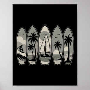Coole Vintage Retro Surfen Surfboard Surfer S Poster