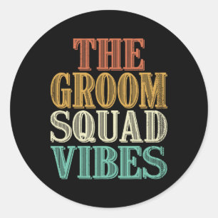 Coole Vintage Retro-Tour der Groom Squad Vibes Bac Runder Aufkleber