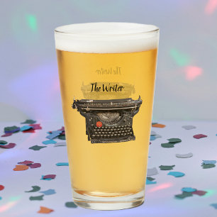 Coole Vintage Schreibmaschine für Schriftsteller Glas