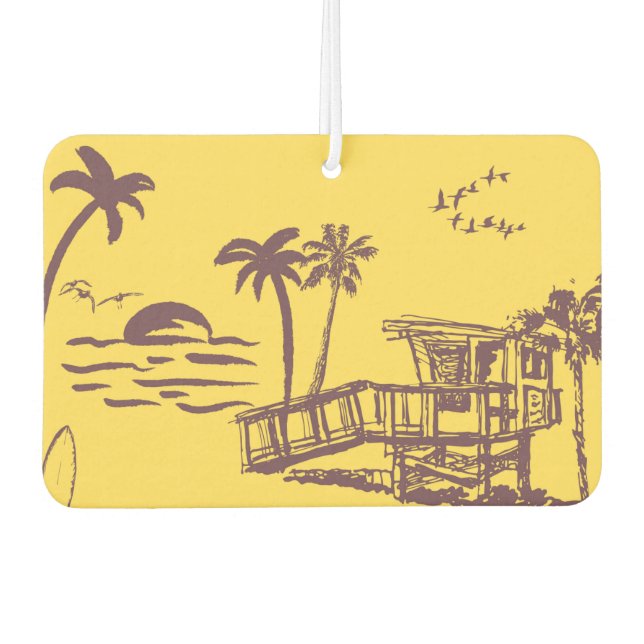 Coole Vintage Strandskizze Autolufterfrischer (Vorderseite)