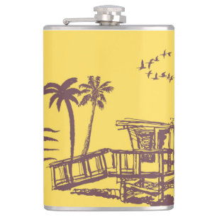 Coole Vintage Strandskizze Flachmann