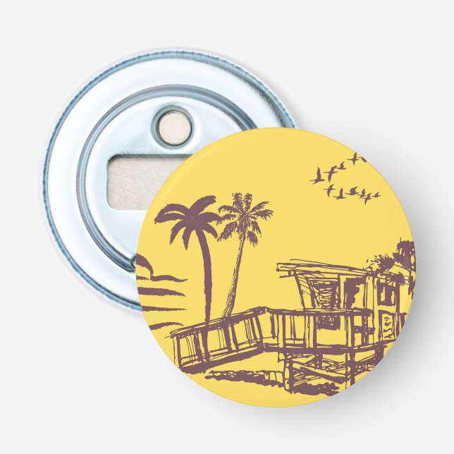 Coole Vintage Strandskizze Flaschenöffner (Vorderseite)