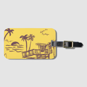 Coole Vintage Strandskizze Gepäckanhänger