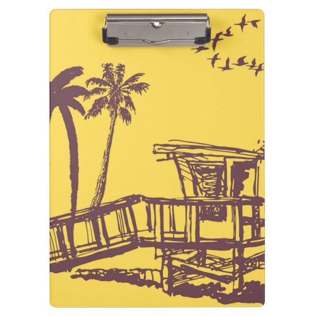 Coole Vintage Strandskizze Klemmbrett (Vorderseite)