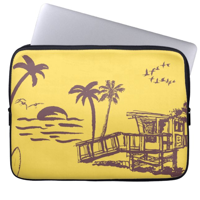 Coole Vintage Strandskizze Laptopschutzhülle (Vorderseite)