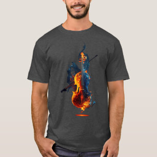Coole Violine in Flammen für brennende Musik vinta T-Shirt
