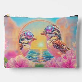 Coole Vögel mit Sonnenbrille bei Sonnenuntergang Zubehörtasche