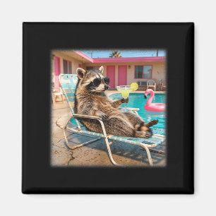 Coole Waschbär-Sonnenbrille Margarita-Sommerurlaub Magnet