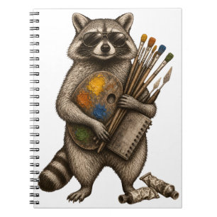Coole Waschbärenmaler-Illustration Notizblock