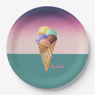 Coole Wasserfarbe Eiscreme Pappteller