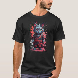 Coole Wasserfarbe Gray Ninja Kat Krieger T-Shirt