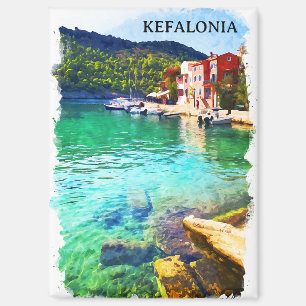 Coole Wasserfarbe Kefalonia Griechenland Küstensic Magnet