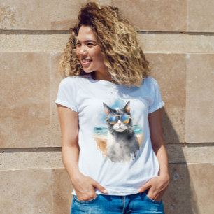 Coole Wasserfarbe Sommerkatze T-Shirt