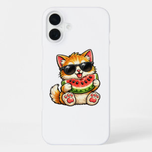 Coole Wassermelonen-Katze iPhone 16 Plus Hülle