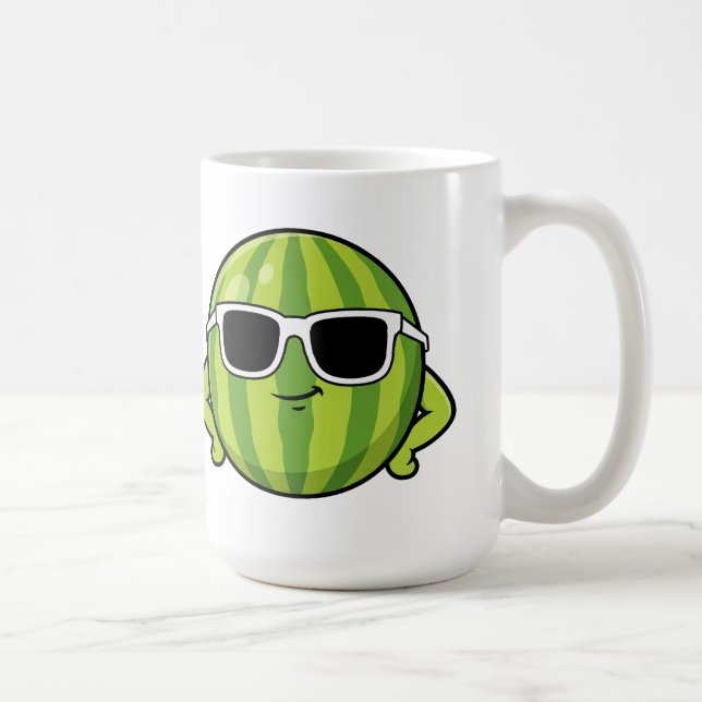Coole Wassermelonen-Sonnenbrille Cartoon-Grafik Kaffeetasse (Rechts)