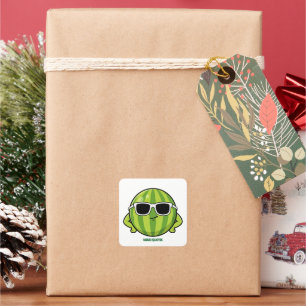 Coole Wassermelonen-Sonnenbrille Cartoon-Grafik Quadratischer Aufkleber