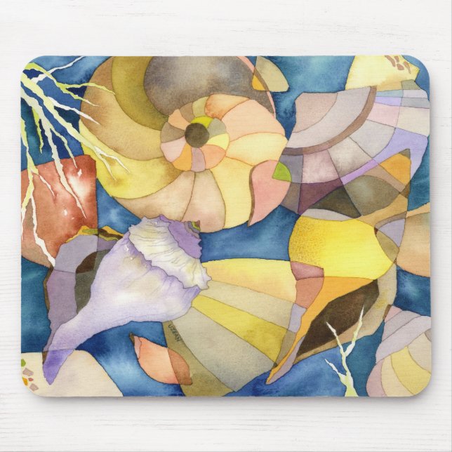 Coole Watercolor-Muscheln Mousepad (Vorne)