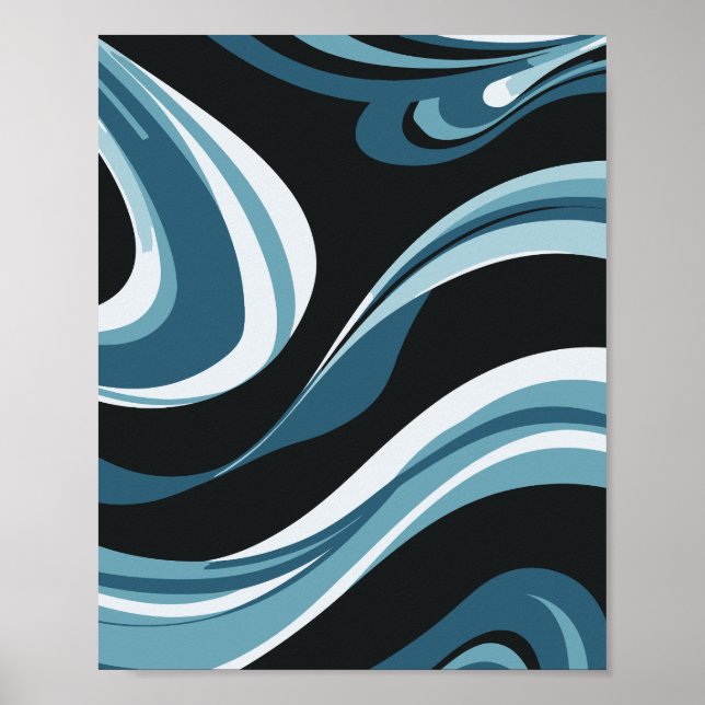 Coole Waves Abstraktes Muster Poster (Vorne)