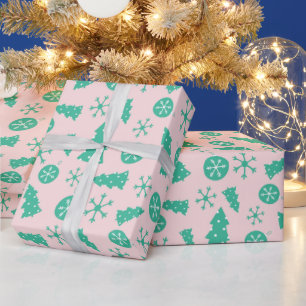 Coole Weihnachtsbäume Schneeflocken Ornamente Naht Geschenkpapier