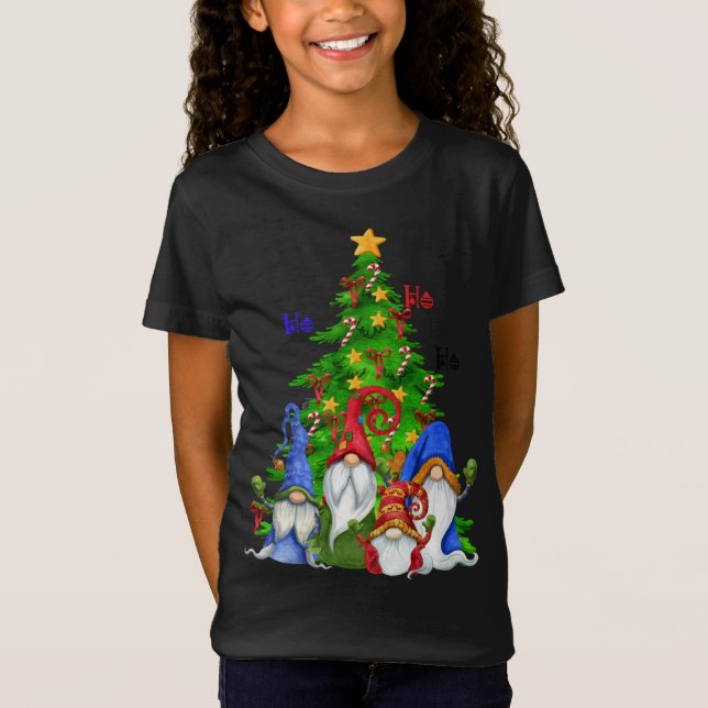 Coole Weihnachtsgnomes Xmas Tree Ho Ho Ho Design T-Shirt (Vorderseite)