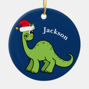 Coole Weihnachtskids Dinosaurier Blau Keramik Ornament