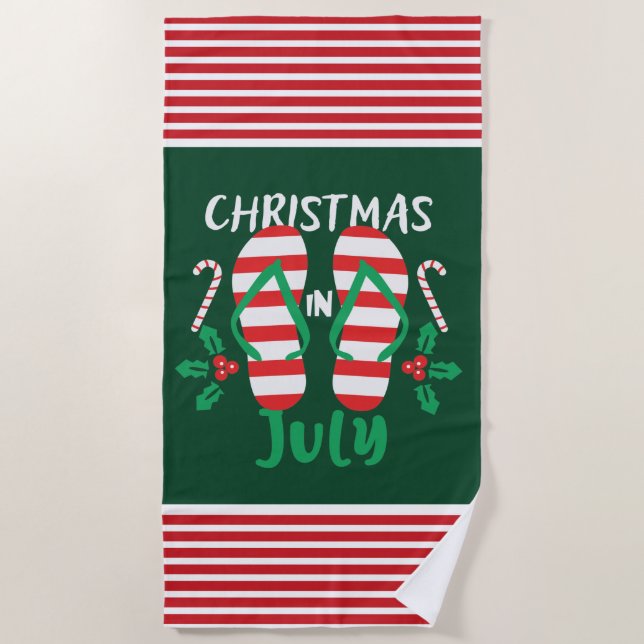 coole Weihnachtswappenschwellen im Juli Strandtuch (Vorderseite)