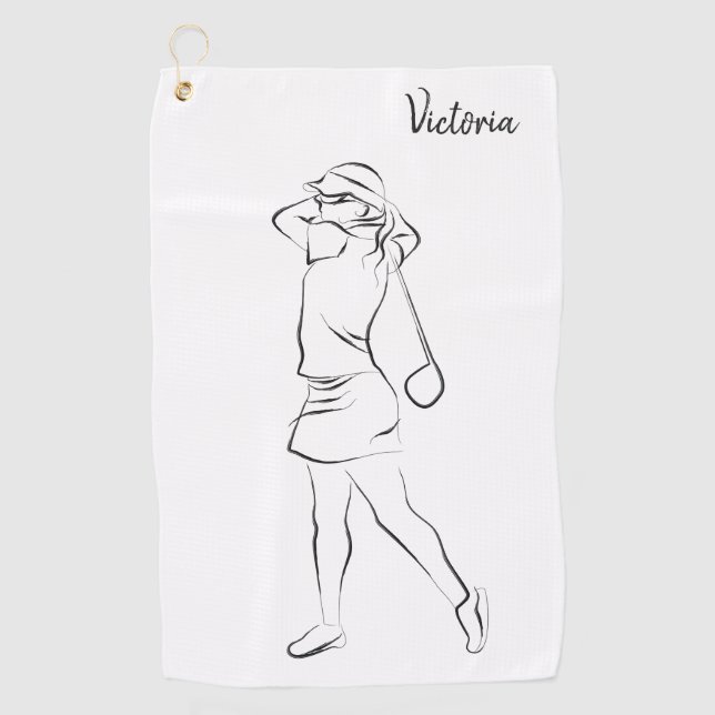 Coole Weiße Moderne Ihren Namen hinzufügen Kundens Golfhandtuch (Vorderseite)