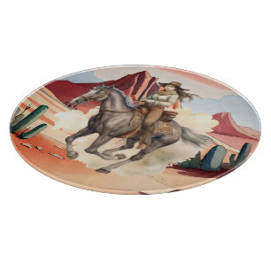 Coole Western Cowgirl-Szene Schneidebrett