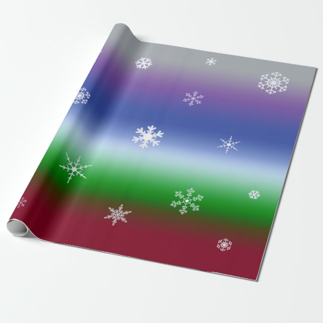 Coole Winterschneeflocken mit Regenbogen Geschenkpapier (Ungerollt)
