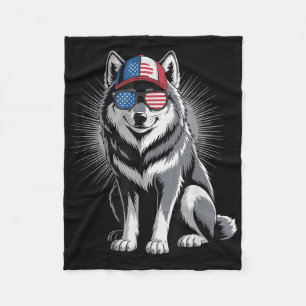 Coole Wolf US-Flagge schüttelt Unabhängigkeit 4. J Fleecedecke