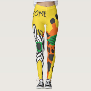 Coole Zebra Giraffe Cartoon Illustration Leggings