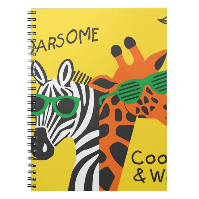 Coole Zebra Giraffe Cartoon Illustration Notizblock (Vorderseite)