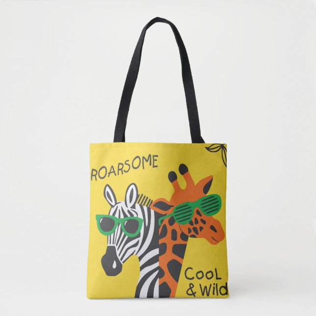 Coole Zebra Giraffe Cartoon Illustration Tasche (Vorderseite)