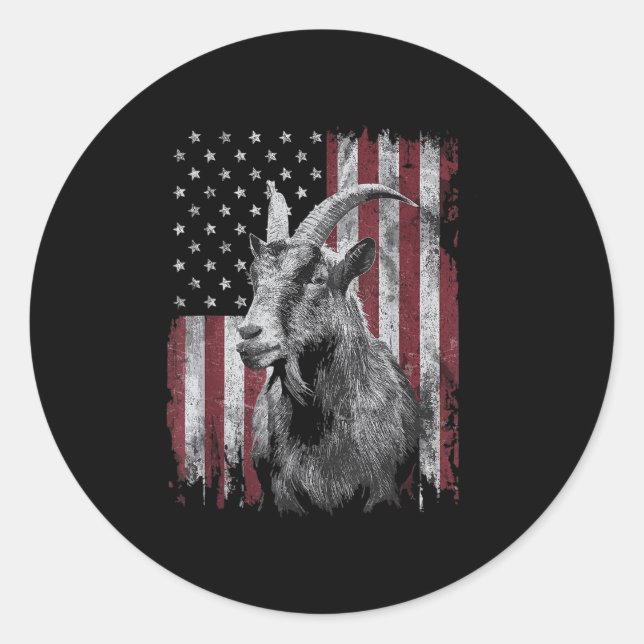 Coole Ziege am 4. Juli Patriotische USA unabhängig Runder Aufkleber (Vorderseite)