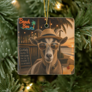 Coole Ziegenstrand mit Cocktail Keramikornament