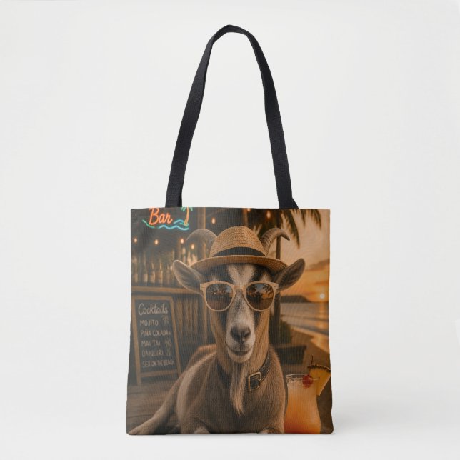 Coole Ziegenstrand mit Cocktail Tasche (Vorderseite)