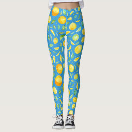 Coole Zitrusfrüchte auf türkisfarbenem Wasserfarbm Leggings
