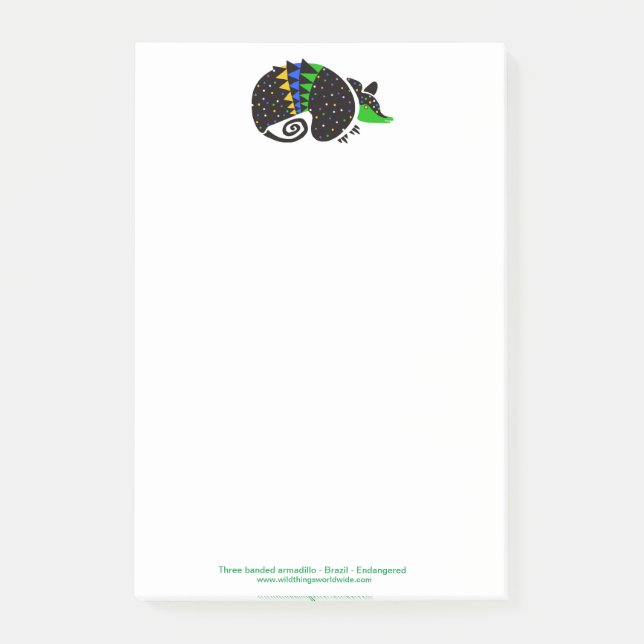 Coolen drei banded ARMADILLO - gefährdetes Tier - Post-it Klebezettel (Vorderseite)